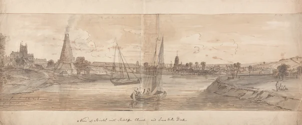 Ansicht von Bristol mit Ratclffe Kirche und Lime Kiln Dock